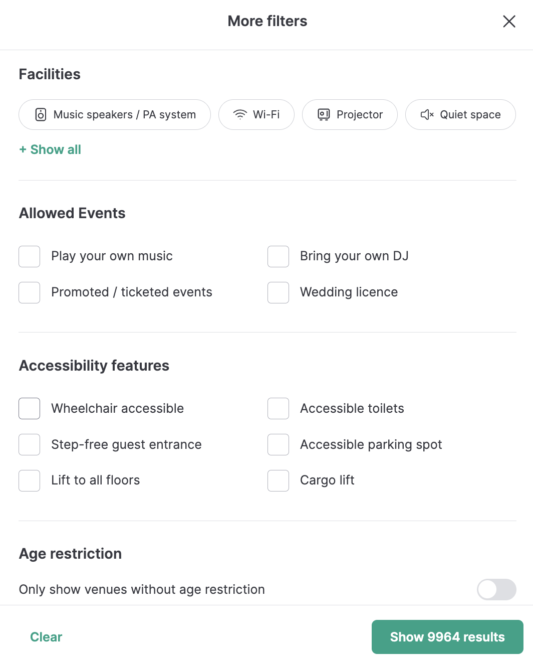 filters for accessibility featuers